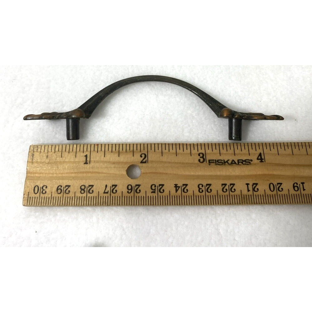 6 Vintage Coppertone Black Metal Cabinet Drawer‎ Pull Handles & 8 Hinges Japan - Picture 7 of 9
